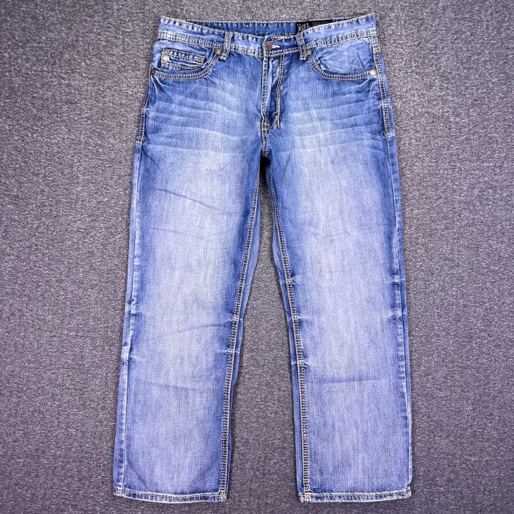 Axel Treadwell Jeans Mens 35x28  Relaxed Straight Casual Grunge Stitch Denim Y2K